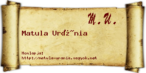 Matula Uránia névjegykártya