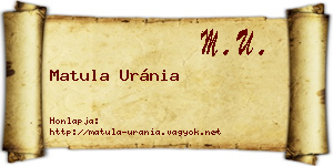 Matula Uránia névjegykártya